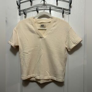 MADEWELL Cotton AirTerry V NECK Sweatshirt tee women’s XS cream EUC MD302